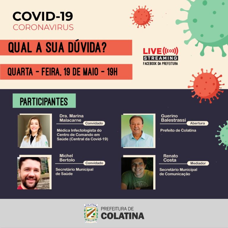 LIVE TIRA-DÚVIDAS SOBRE A COVID-19 ACONTECE NESTA QUINTA (19)