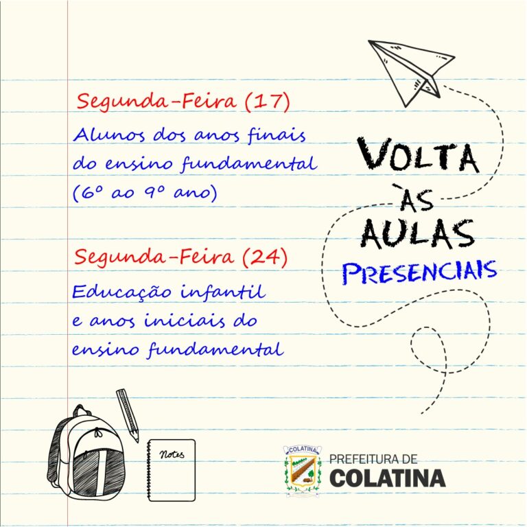 CONFIRA O CRONOGRAMA DA VOLTA ÀS AULAS EM COLATINA