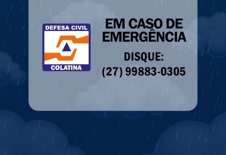 DEFESA CIVIL DIVULGA CONTATO PARA EMERGÊNCIAS